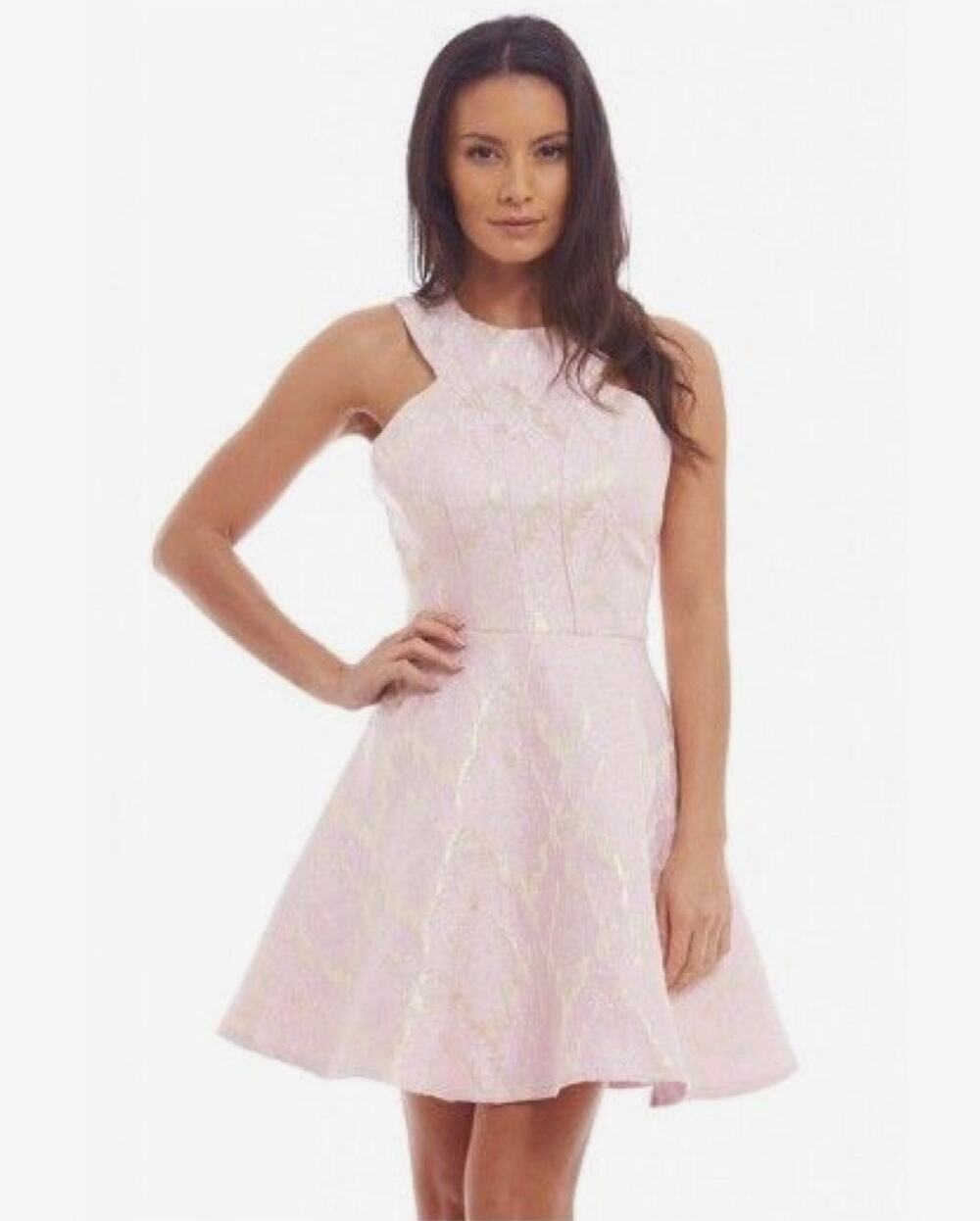 AX Paris Pink Skater Dress Metallic Sleeveless Fit & Flare Full Skirt 6 Fairy